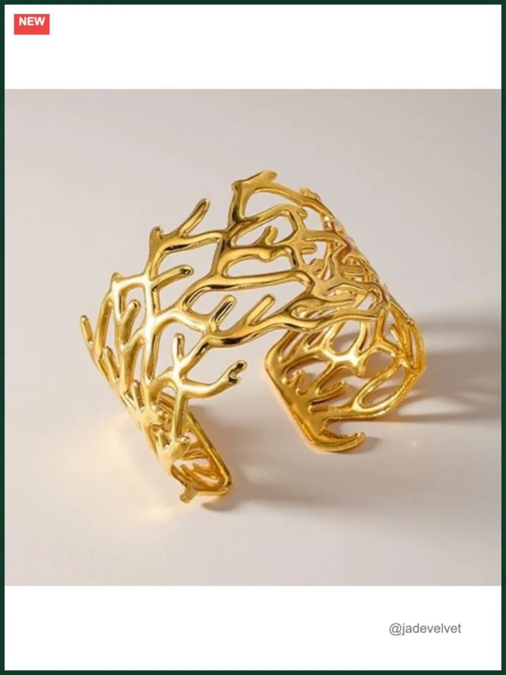 Chunky Open Cuff Bracelet for Women, Adjustable Handmade Bangle, 14K Gold